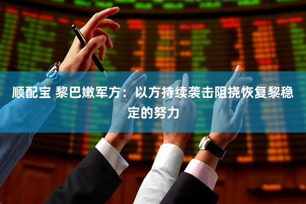 顺配宝 黎巴嫩军方：以方持续袭击阻挠恢复黎稳定的努力